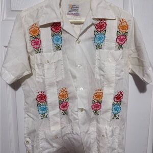 Floral Embroidered Short Sleeve Shirt